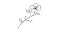 Hand drawn cherry blossom. Sakura branch with flower one continuous line art. Blooming Apple tree Vector illustration Royalty Free Stock Photo