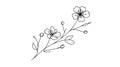 Hand drawn cherry blossom. Sakura branch with flower one continuous line art. Blooming Apple tree Vector illustration Royalty Free Stock Photo