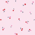 Hand-drawn Cherry seamless repeat print pattern textile background vector Royalty Free Stock Photo
