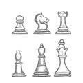 Hand Drawn Chess Figures Vector Royalty Free Stock Photo