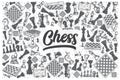 Hand drawn chess vector doodle set. Royalty Free Stock Photo