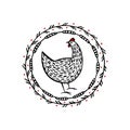 Hand drawn chicken emblem