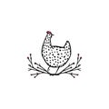 Hand drawn chicken emblem