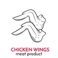 Hand drawn chicken wings icon.