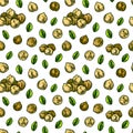 Hand drawn chickpeas seamless pattern. Vector illustration in colored sketch style