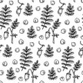 Hand drawn chickpeas seamless pattern. Vector illustration in sketch style