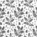 Hand drawn chickpeas seamless pattern. Vector illustration in sketch style