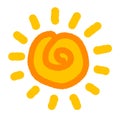 Hand drawn child style sun icon