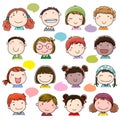 Hand drawn children faces set Royalty Free Stock Photo