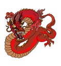 Red dragon tattoo Japanese style. Royalty Free Stock Photo