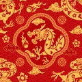 Hand Drawn of Chinese Dragon Pattern Royalty Free Stock Photo