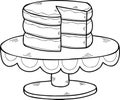 Hand Drawn Chocolate cake on the cake stand illustration