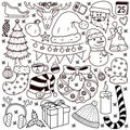 Hand drawn chrismas doodle vector set