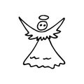 Hand Drawn christmas angel doodle. Sketch style icon. Decoration