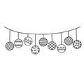 Hand drawn christmas ball collection isolated on white background. New Year vector balls sketch. Design pattern for Royalty Free Stock Photo