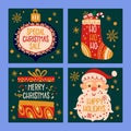 hand drawn christmas banners collection abstract design vector illustration Royalty Free Stock Photo
