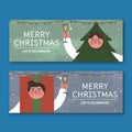 hand drawn christmas banners vector design illustration Royalty Free Stock Photo