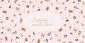 A hand-drawn Christmas card with a soft pink striped background. Featuring charming doodle elements and the message in Royalty Free Stock Photo