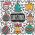 hand-drawn Christmas celebrate doodle set