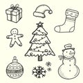 Hand Drawn of Christmas Decoration Element Royalty Free Stock Photo