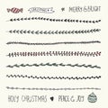 Hand Drawn Christmas Decorative Elements, Doodles and Borders Royalty Free Stock Photo