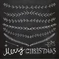 Hand Drawn Christmas Decorative Elements, Doodles and Borders Royalty Free Stock Photo