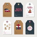 Hand drawn Christmas gift tags collection. Cute festive tag.