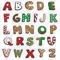 Vector illustration of Christmas cookies alphabet on white background