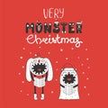Cute and funny Christmas monsters Royalty Free Stock Photo