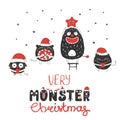 Cute and funny Christmas monsters Royalty Free Stock Photo