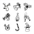 Hand-drawn Christmas icons. New year collection icons Royalty Free Stock Photo