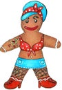 Hand drawn Christmas / New Year character: gingerbread man girl in punk rock / rockabilly / psychobilly music style Royalty Free Stock Photo