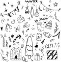 Hand Drawn Christmas And New year vector doodles set Royalty Free Stock Photo