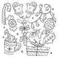 Hand drawn christmas ornament set of Royalty Free Stock Photo