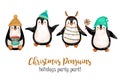 Christmas Penguins clipart, Merry Christmas set, kids decor, baby decoration, North Pole, arctic animals isolated