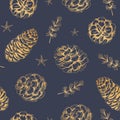 Hand drawn Christmas plants seamless pattern