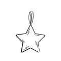 Hand drawn christmas star. christmas tree decoration. sketchy vector element for Christmas greeting card design