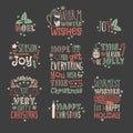 Hand drawn Christmas things on dark background. Creative ink art work. Actual vector doodle drawing and Holidays text