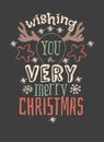 Hand drawn Christmas things on dark background. Creative ink art work. Actual vector doodle drawing and Holidays text WISHING YOU