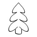 Hand drawn christmas tree. Black scketch element isolated on white background.