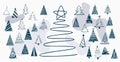 hand drawn christmas tree elements design in set vector Royalty Free Stock Photo