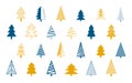 hand drawn christmas tree elements in set for xmas design Royalty Free Stock Photo