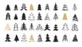 Hand drawn Christmas tree icons. Doodles and sketches Royalty Free Stock Photo