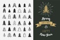 Hand drawn Christmas tree icons and elements Royalty Free Stock Photo