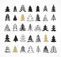 Hand drawn Christmas tree icons and elements Royalty Free Stock Photo