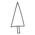 Hand drawn christmas tree silhouette. Black scketch vector element isolated on white background.