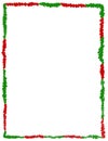 Hand drawn Christms frame with red green traditional ornaments and empty copyspace. December winter xmas decoration