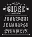 Hand drawn cider label font for design in vintage style