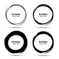 Hand drawn circle brush sketch set. Grunge doodle scribble round circles. Brush circular smears. Vector