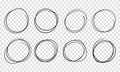 Hand drawn circle line sketch set. Vector circular scribble doodle round circles for message note mark design element Royalty Free Stock Photo